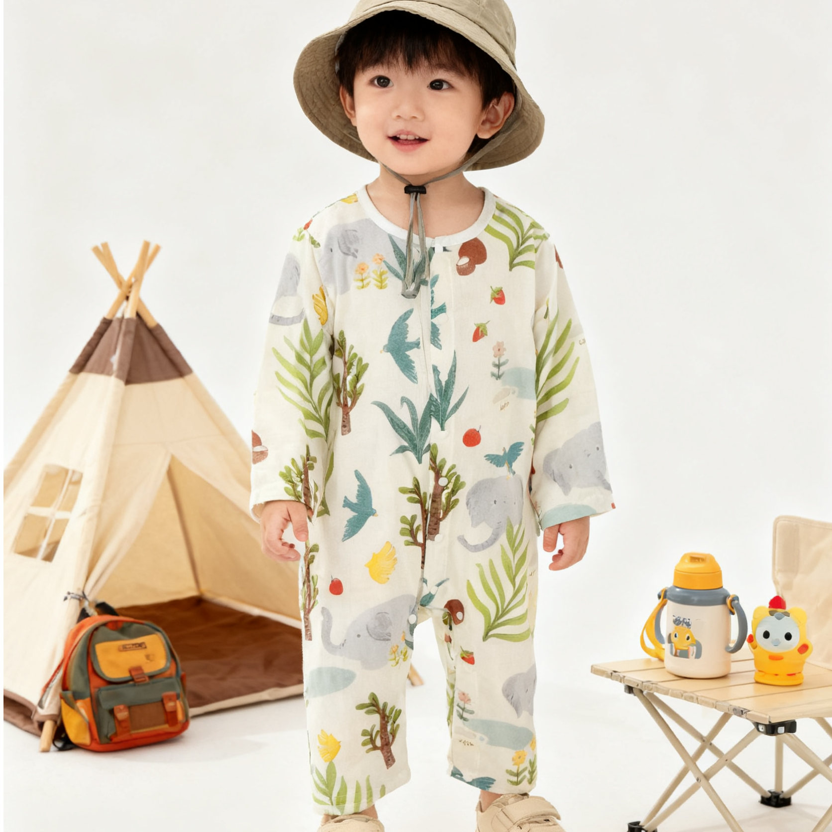 【纱布爬服长袖款】四季儿童套装宝宝纯棉爬服婴儿纱布爬服