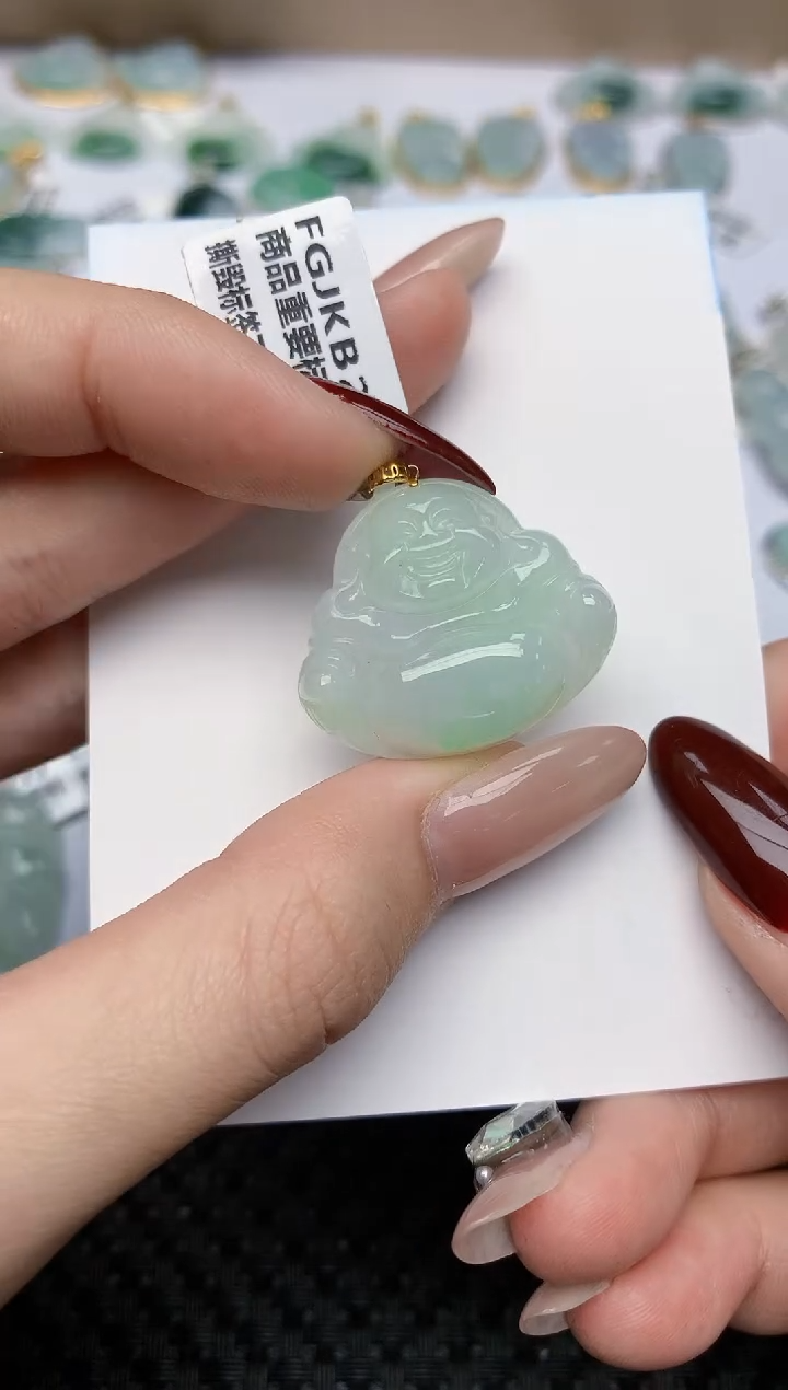 【闪购商品】翡翠颈饰18K金镶嵌天然翡翠a货