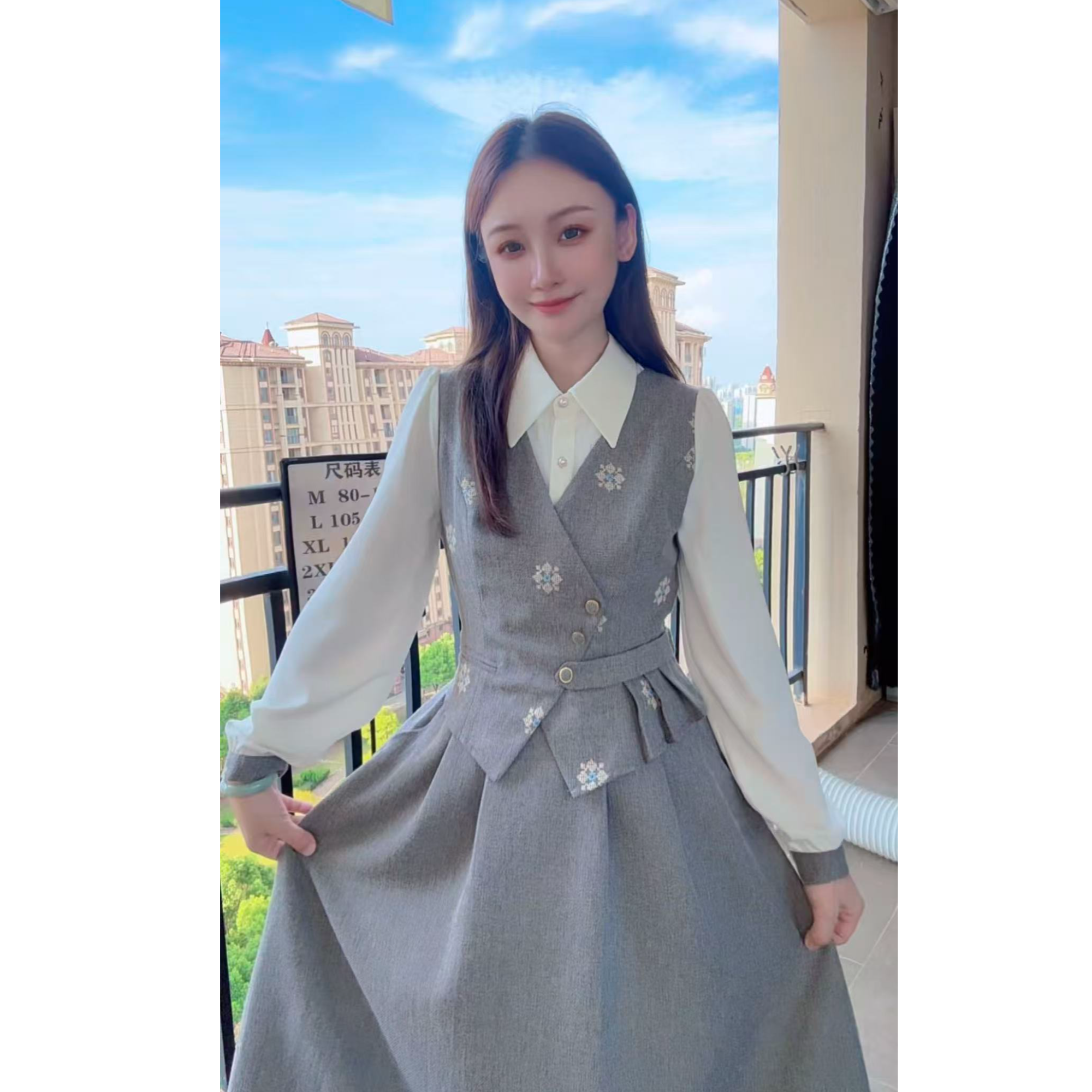 高级气质清晰甜美奢华超仙连衣裙2025秋季新款假俩件裙子Q769123
