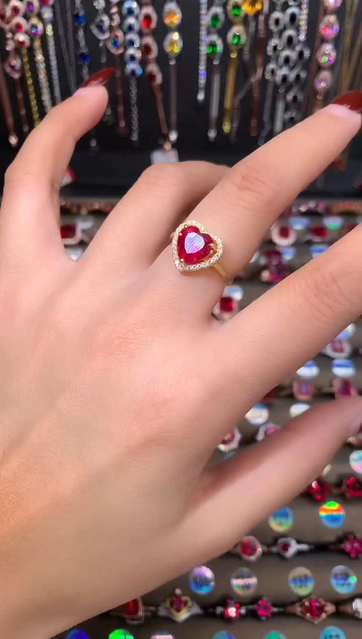 【闪购商品】红宝石戒指银S925镶嵌金色