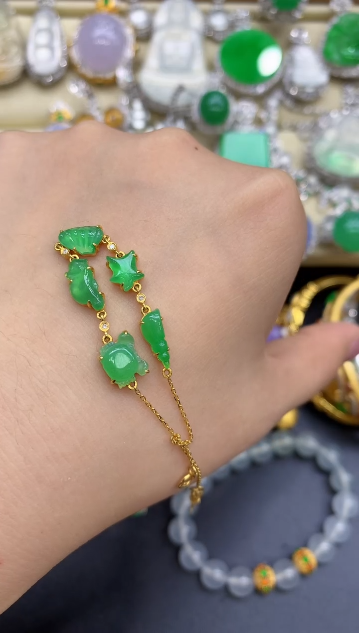 18K金镶嵌手链翡翠272-中国好珍宝