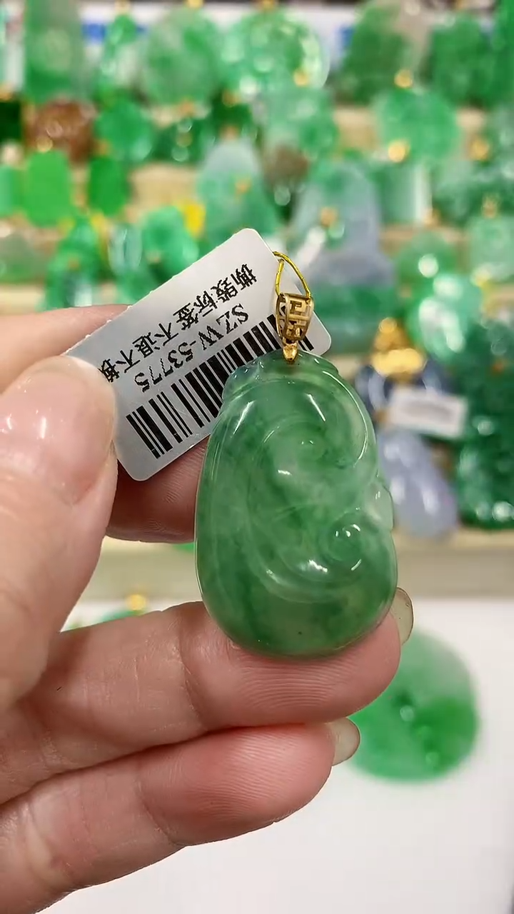 【闪购商品】翡翠吊坠(不含链)18K金镶嵌挂件