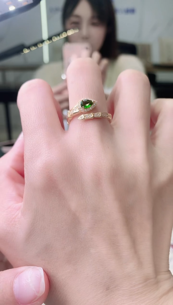 【闪购商品】透辉石戒指银S925镶嵌1-3  