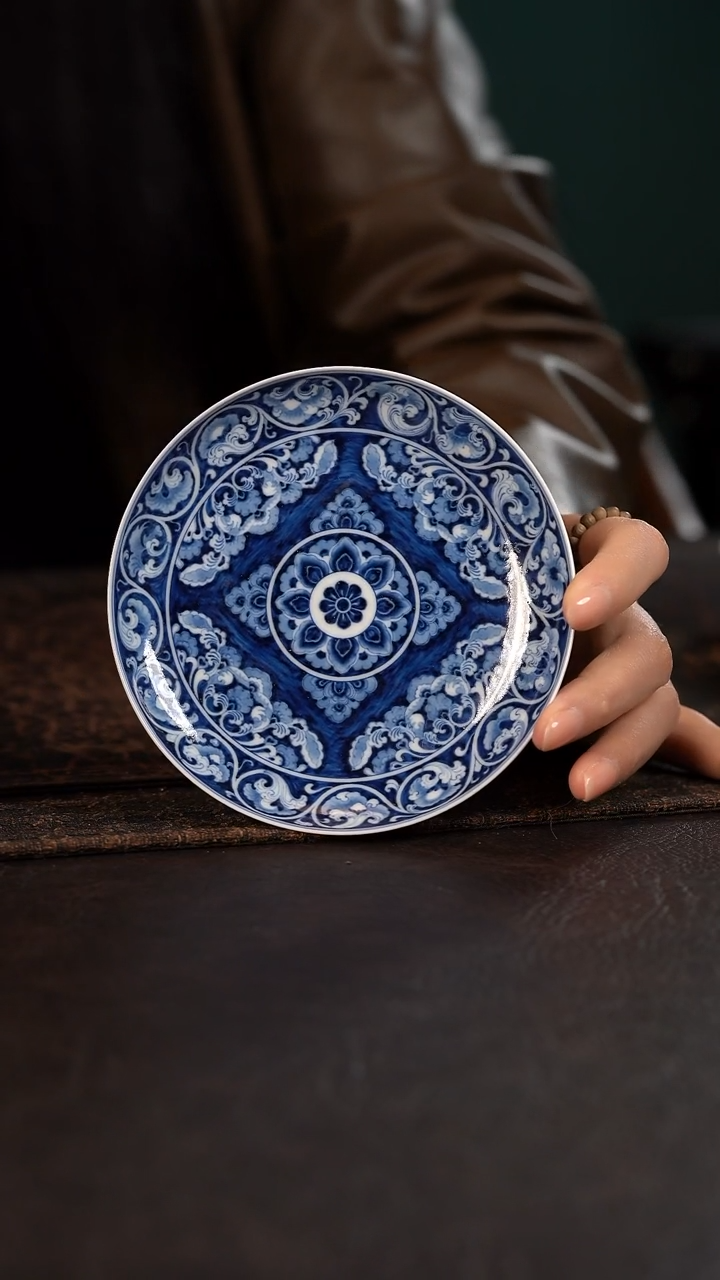 【闪购商品】杯洪印慕明蓝地宝相小壶承