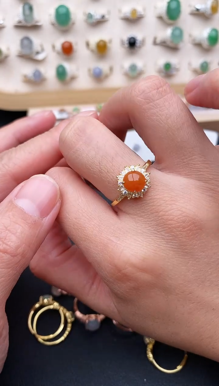 【闪购商品】翡翠戒指银S925镶嵌天然翡翠111   7+