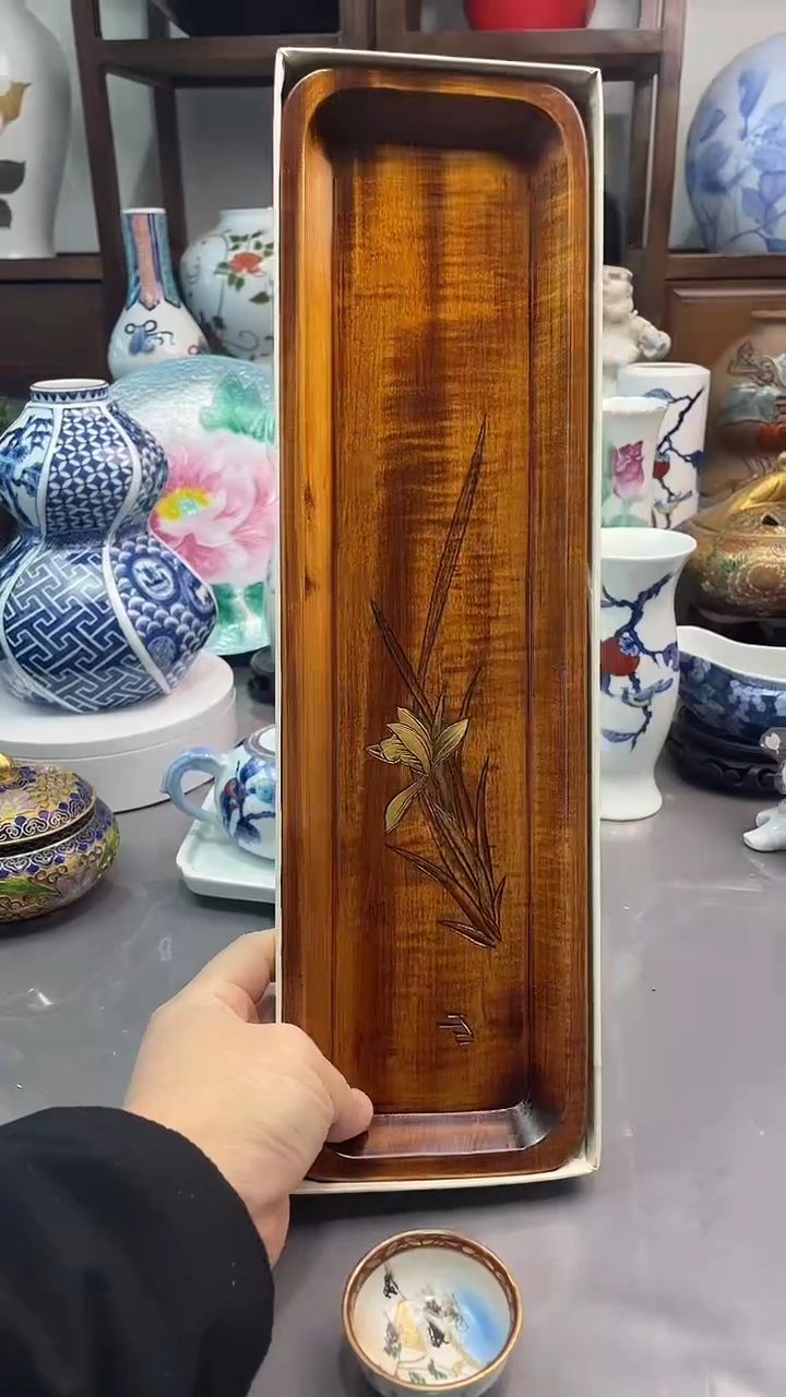 瓷片实木干泡台一一