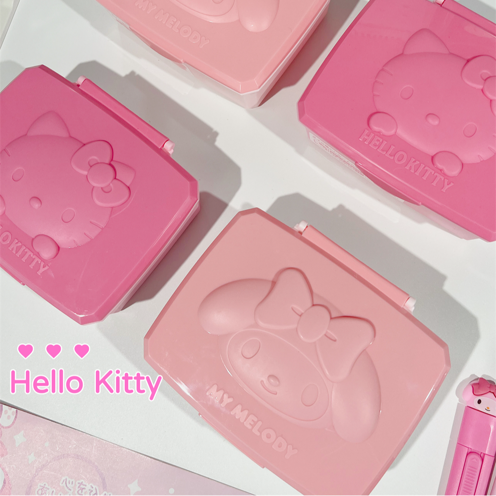 正版三丽鸥美乐蒂翻盖收纳盒HelloKitty化妆棉签棒牙线文具湿纸巾
