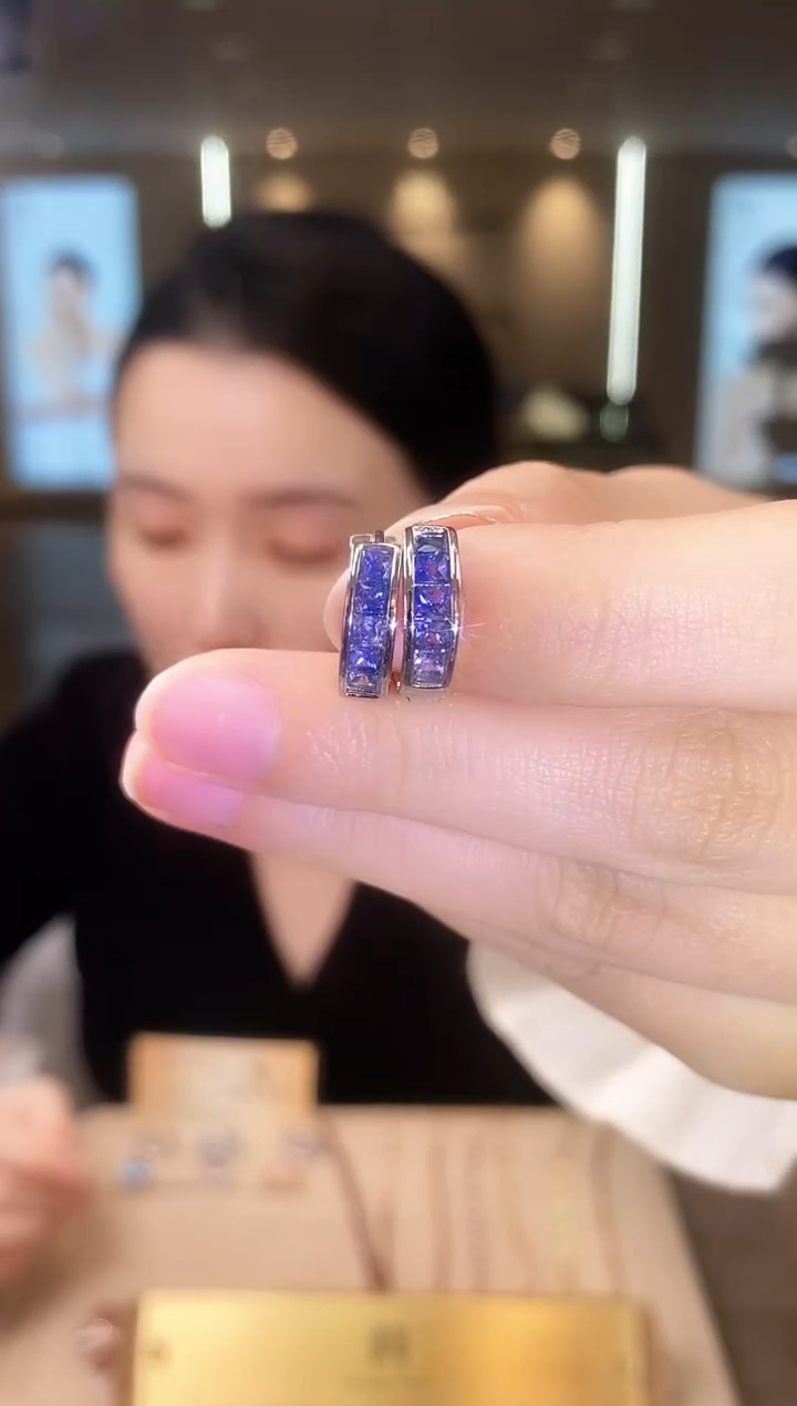 【闪购商品】蓝宝石耳饰银S925镶嵌05