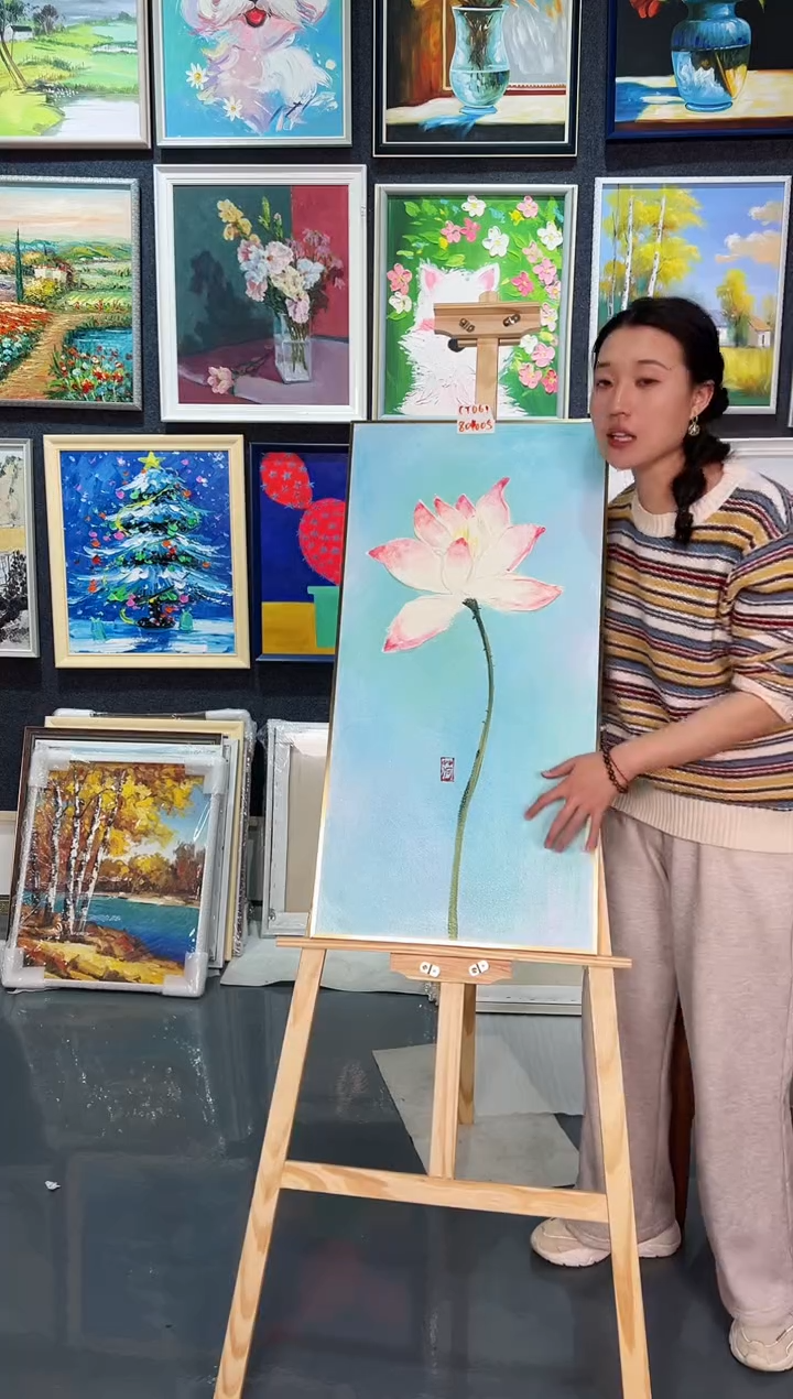【闪购商品】油画96号 80*40 荷花-手绘油画