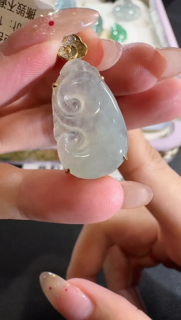 【闪购商品】翡翠吊坠(不含链)18K金镶嵌【源头工厂】钻石镶嵌