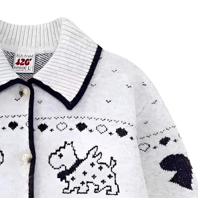 潮尚集服饰 66+费尔岛小狗提花开衫毛衣