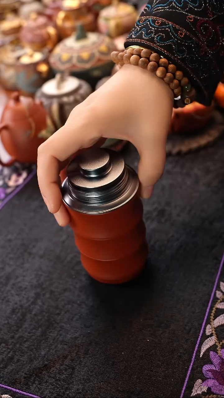 茶壶紫砂朱泥竹节茶叶罐