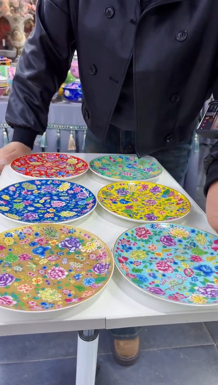 珐琅   7英寸骨碟6个景德镇陶瓷 