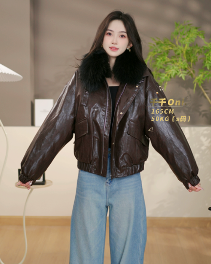 【千千oni专享】女士冬季羊皮鹅绒服外套M1955