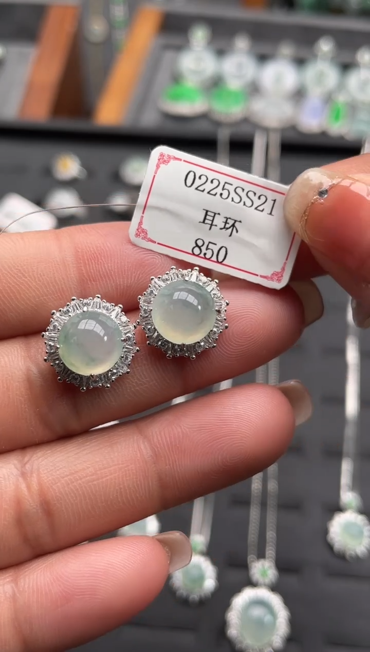 【闪购商品】翡翠耳饰银S925镶嵌0225SS21