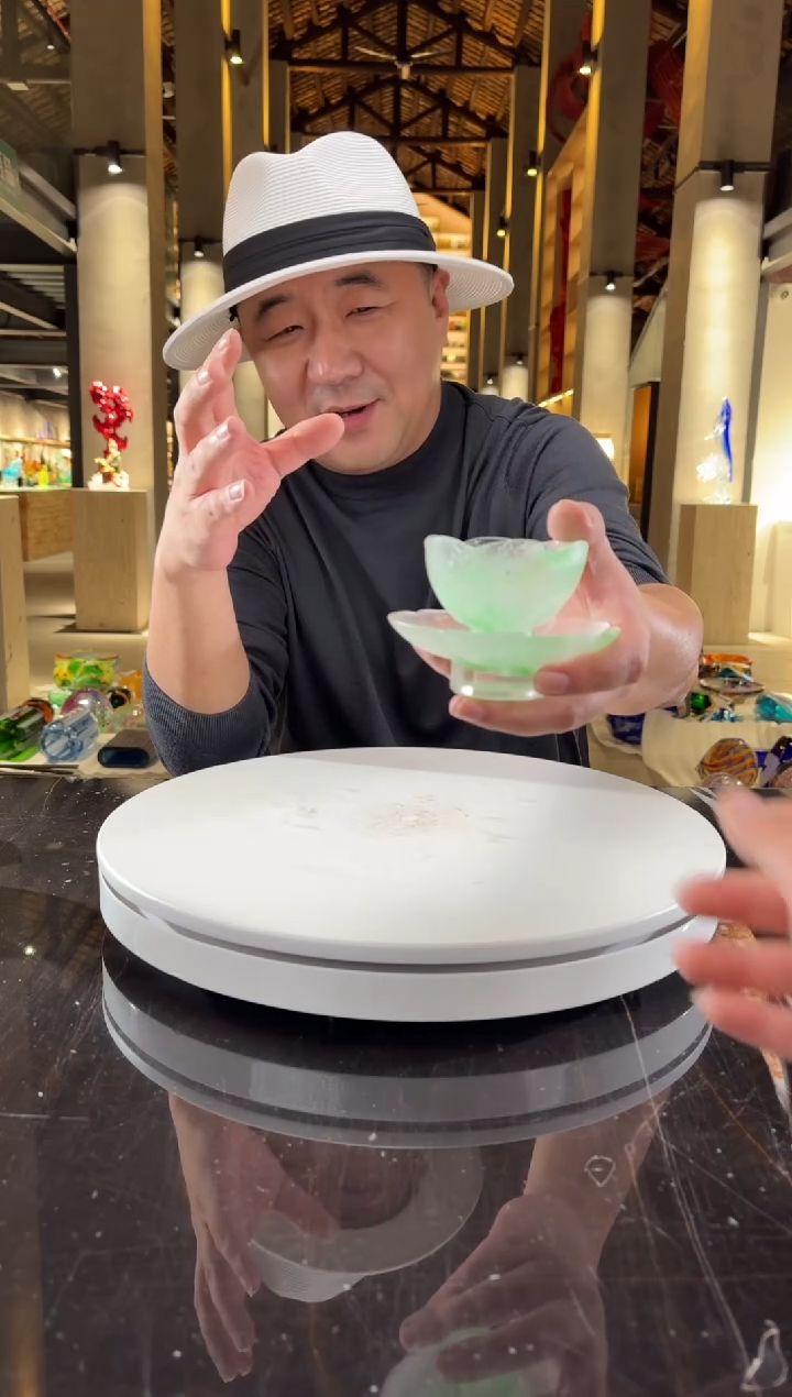 摆件沧浪花口杯+碟子