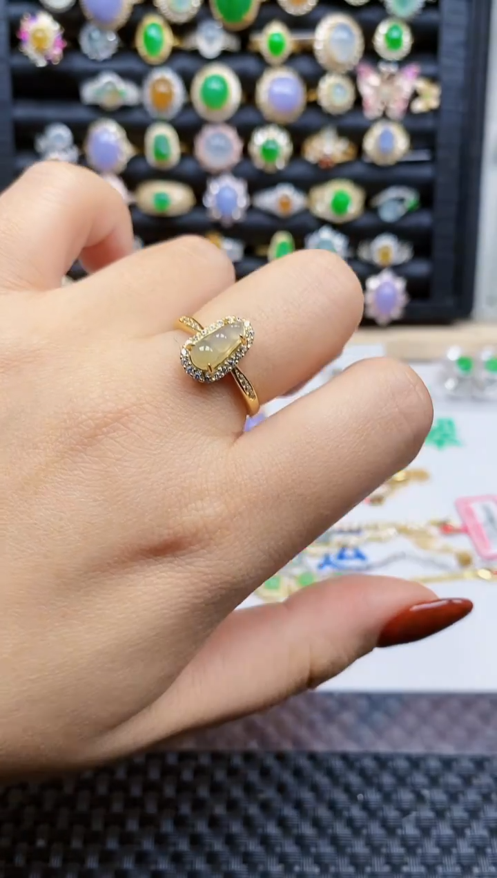 银S925镶嵌戒指翡翠452