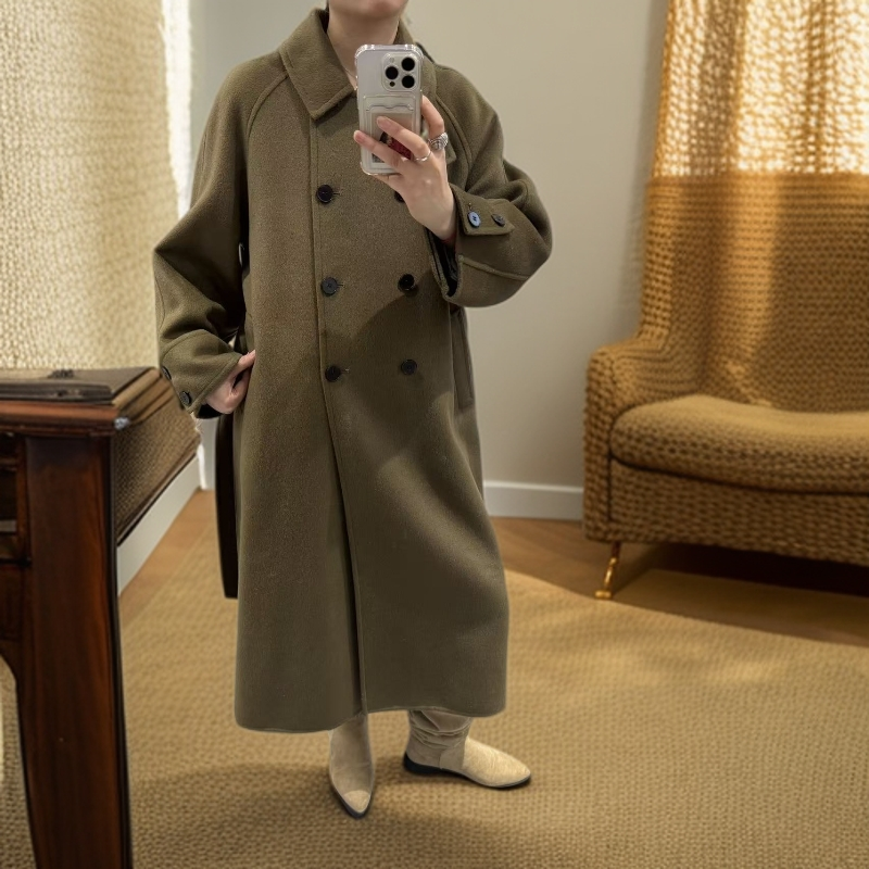 呢子毛呢外套设计师娃娃领老钱风女毛呢外套长款扎染236389