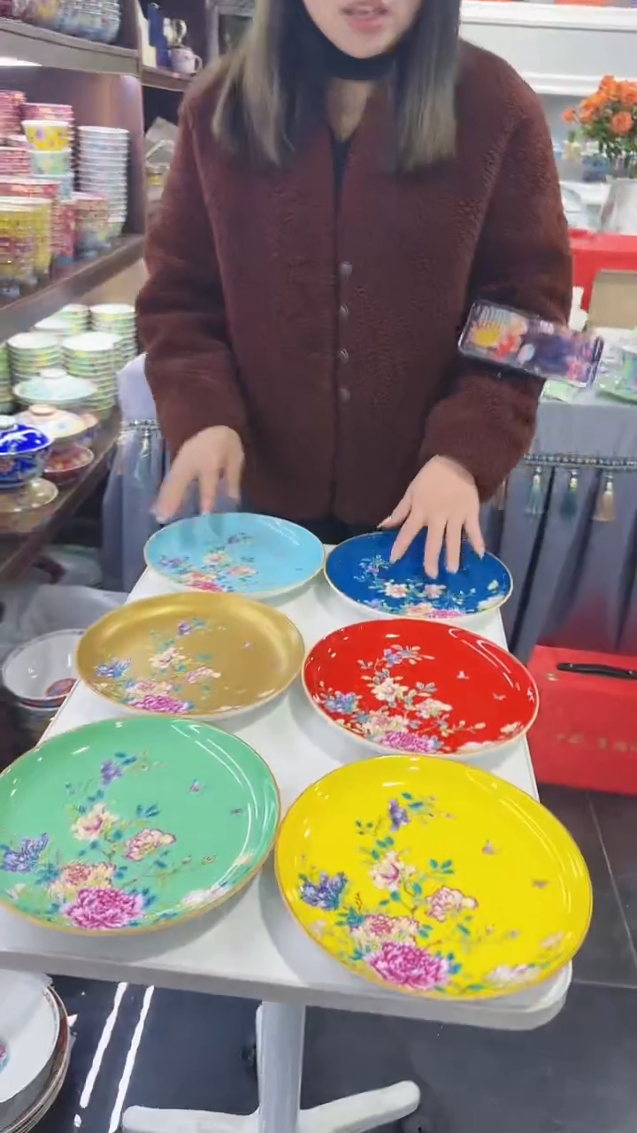 【闪购商品】瓷片 8英寸景德镇满花深盘6个【秦坊】