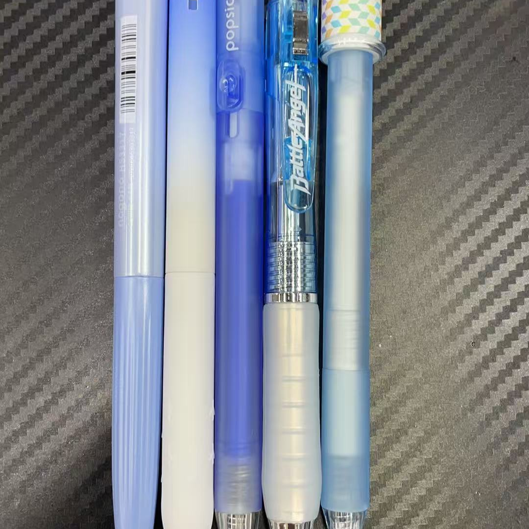 发蓝色笔杆组合，5支黑墨。掉封蜡不售后