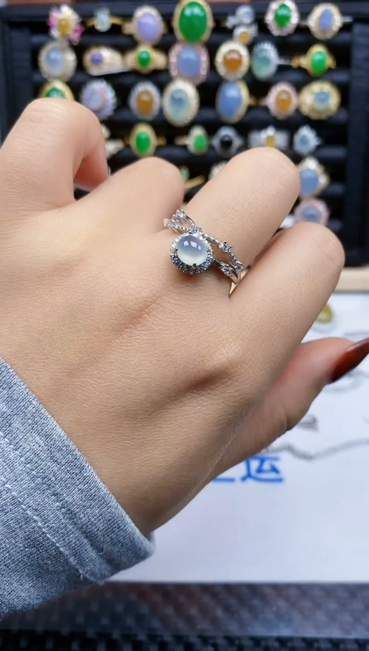 银S925镶嵌戒指翡翠329