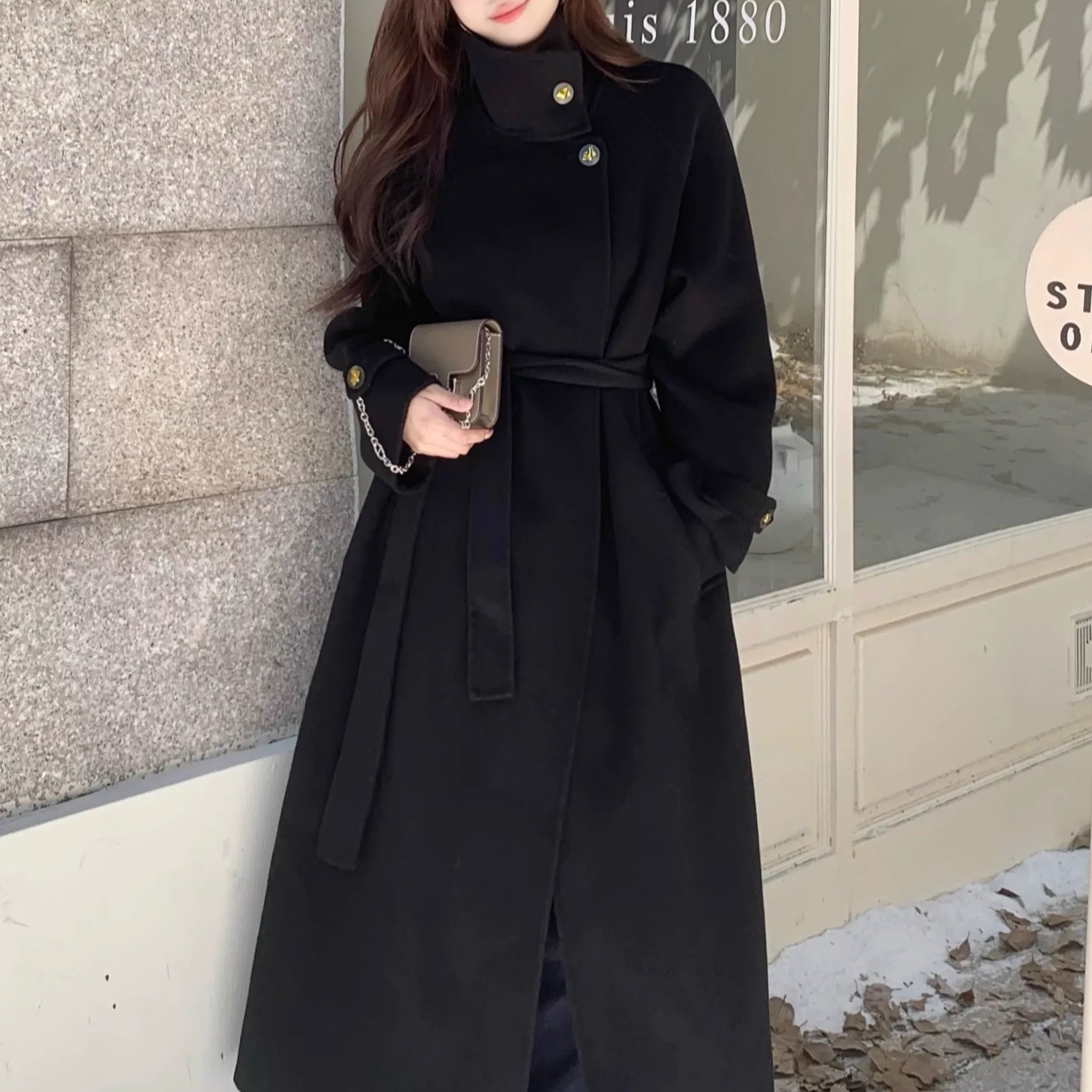 【CC宠粉专属】高级感韩版加厚气质长款显瘦双面大衣8801