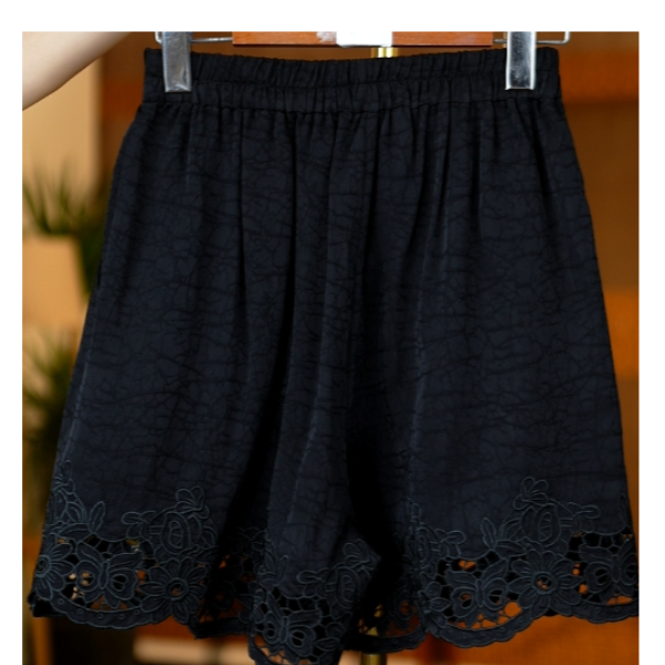 梦笔生花<<非遗美学>>1314时尚黑色印花百搭短裤