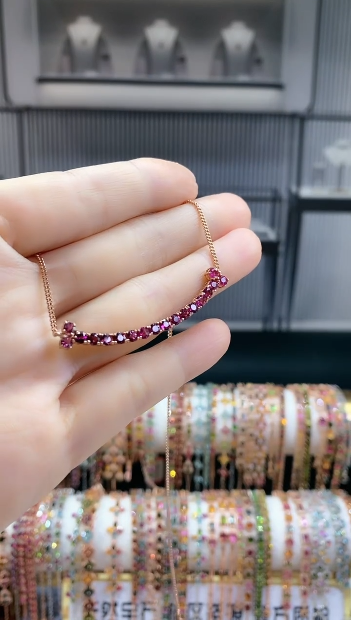 银S925镶嵌项链碧玺6666666666