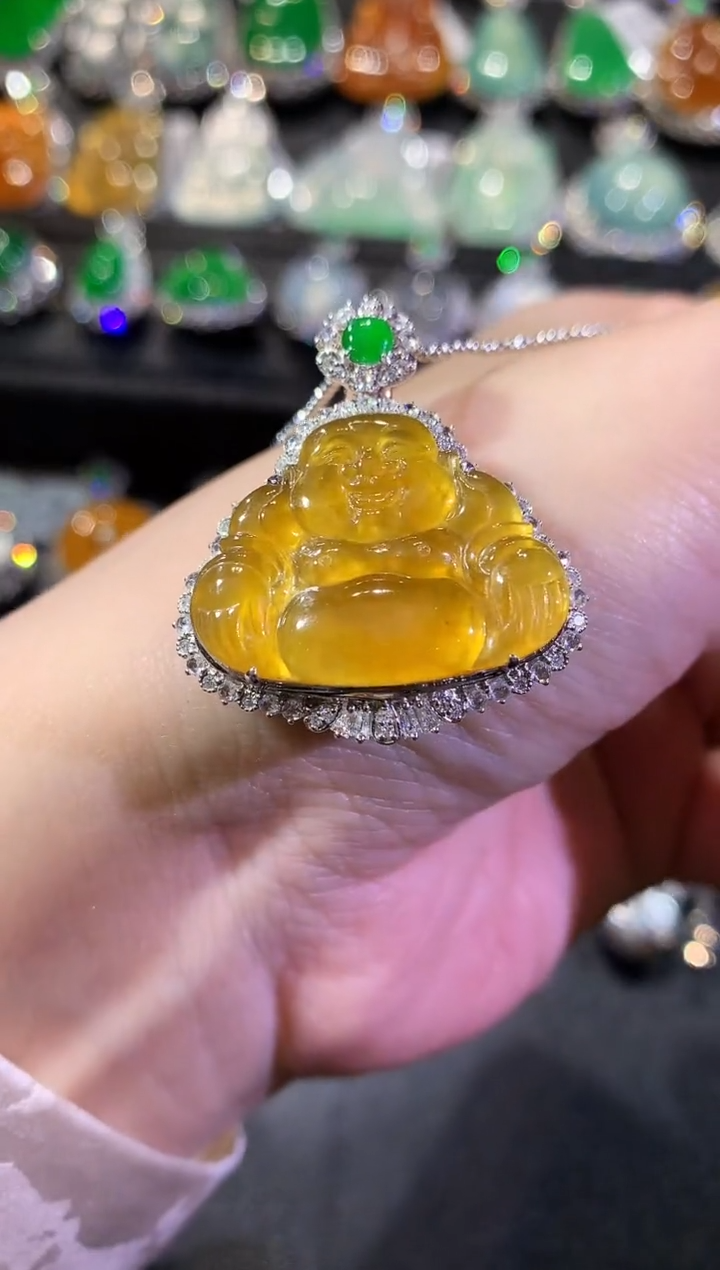 【闪购商品】翡翠吊坠(不含链)18K金镶嵌72-佛公