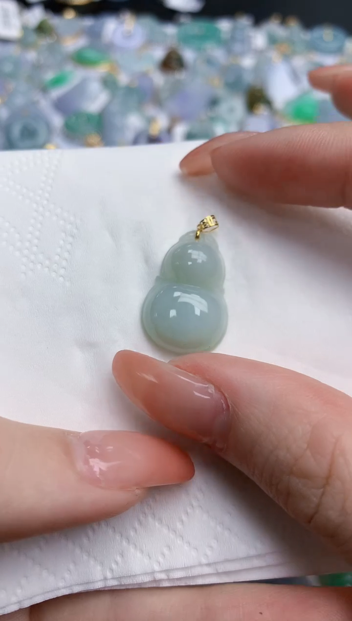 【闪购商品】翡翠颈饰18K金镶嵌天然缅甸翡翠A货