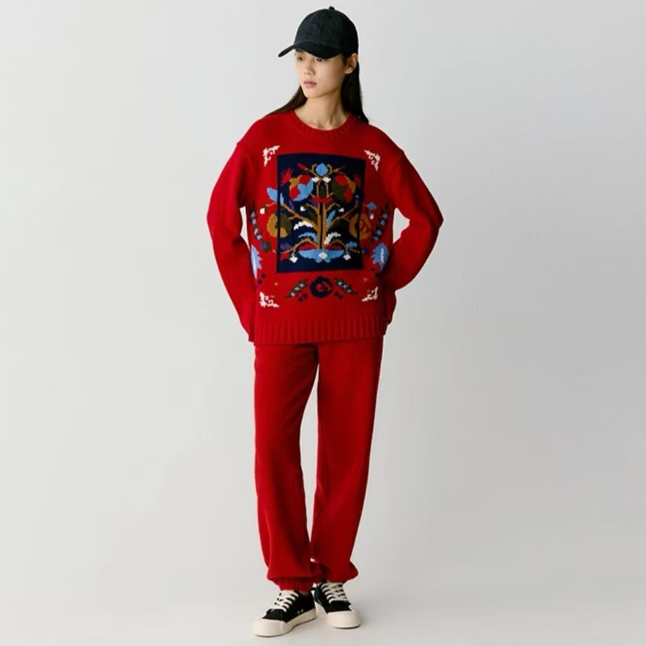 251031【小禾新年系列】女装2024冬季新款合股羊毛套头针织衫