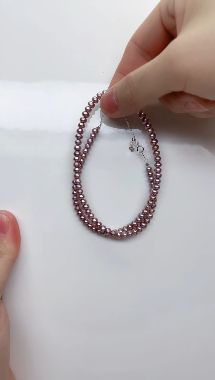 项链未镶嵌淡水珍珠紫色馒头珠4.5mm