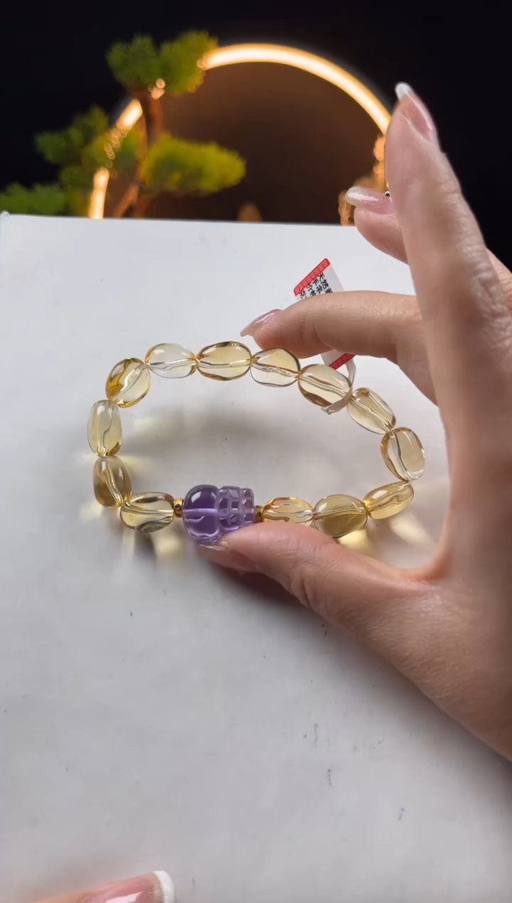 【闪购商品】水晶手链未镶嵌天然黄水晶随形搭貔貅手串