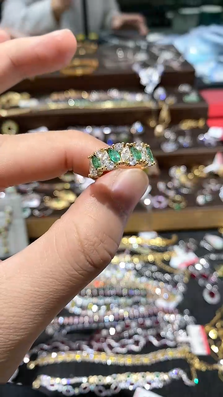 【闪购商品】祖母绿戒指银S925镶嵌戒指