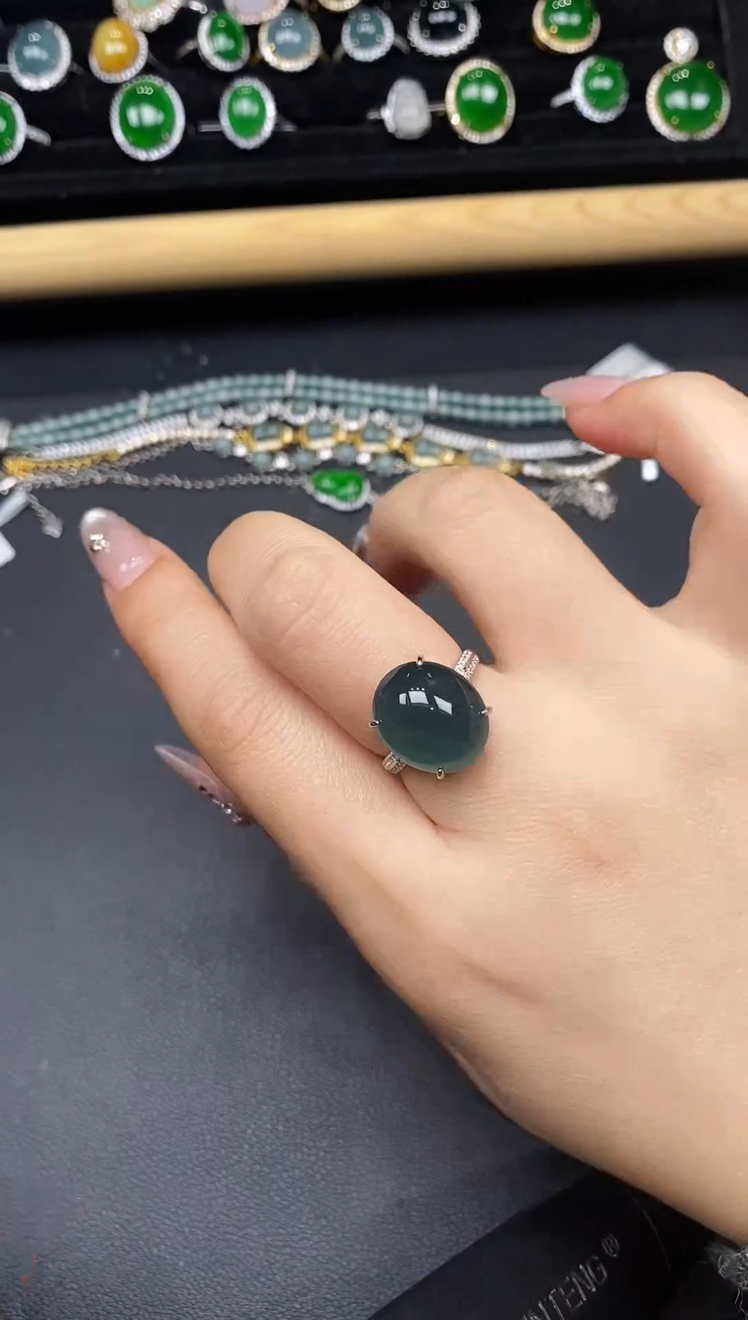 银S925镶嵌戒指翡翠23838