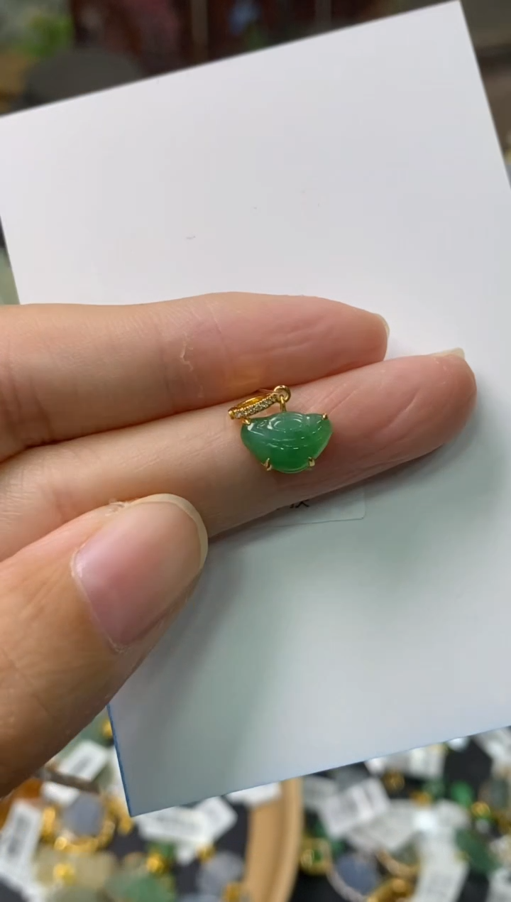 【闪购商品】翡翠颈饰18K金镶嵌净货14013