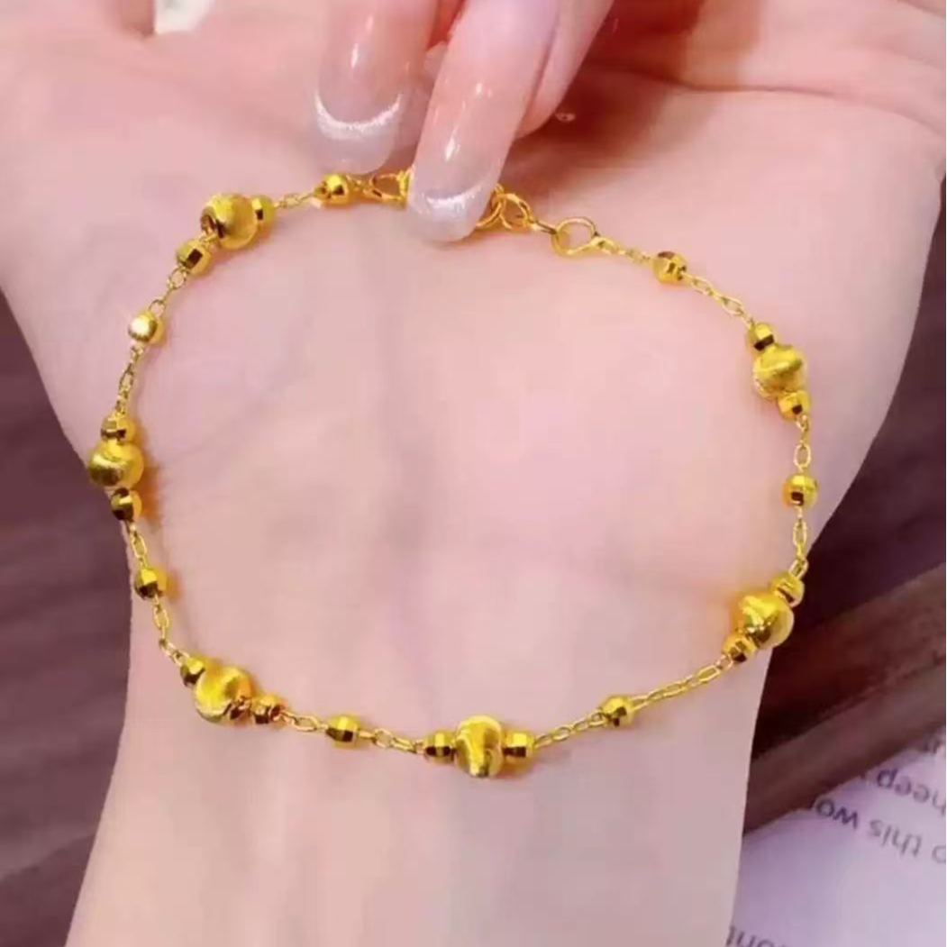 铜合金手链 镭射猫眼珠手链女款气质时尚女士磨砂光珠精致经典