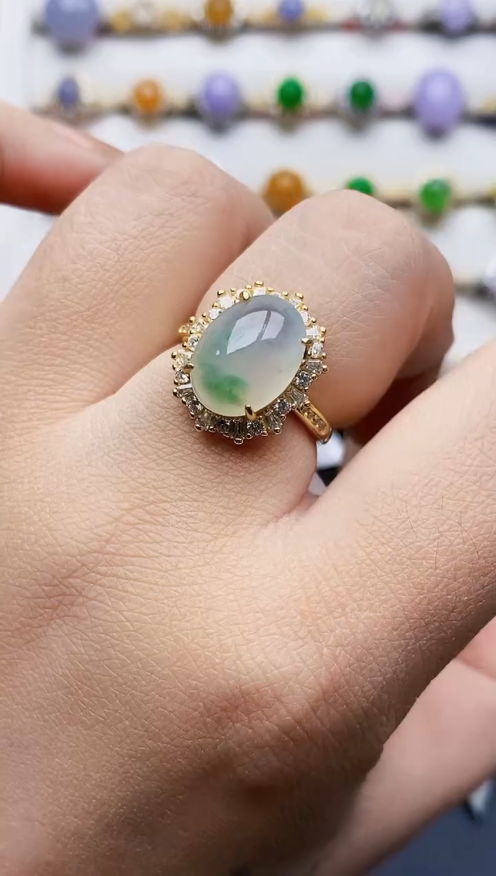 银S925镶嵌戒指翡翠0163