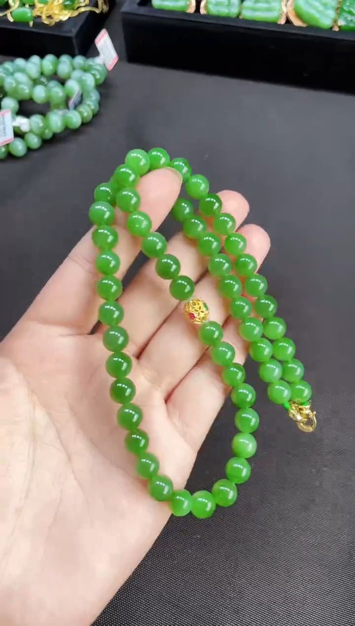 【闪购商品】和田玉项链18K金镶嵌8MM 多样性发一