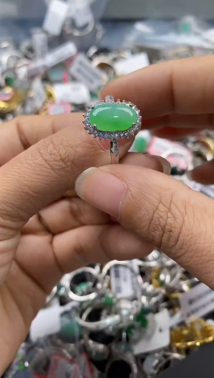 银S925镶嵌戒指翡翠11-11---5