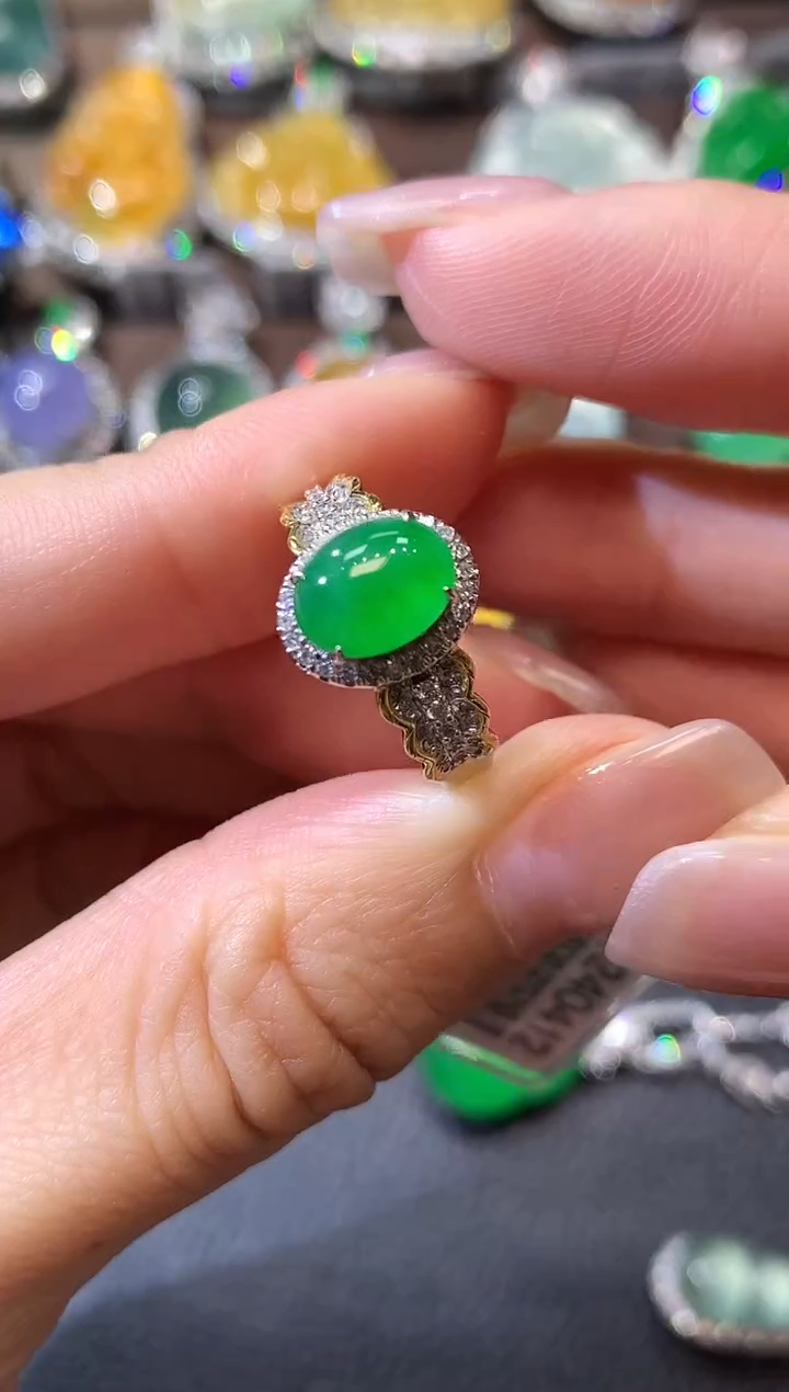 【闪购商品】翡翠戒指18K金镶嵌D47一件