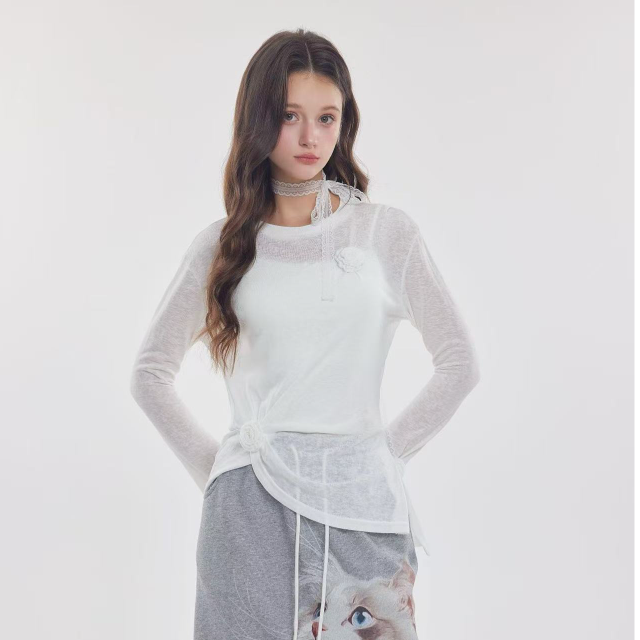 OooF！Yang【主理人专属】手工立体花上衣