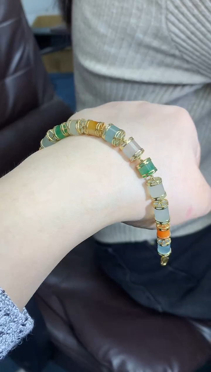 【闪购商品】翡翠手串18K金镶嵌578--中国好珍宝