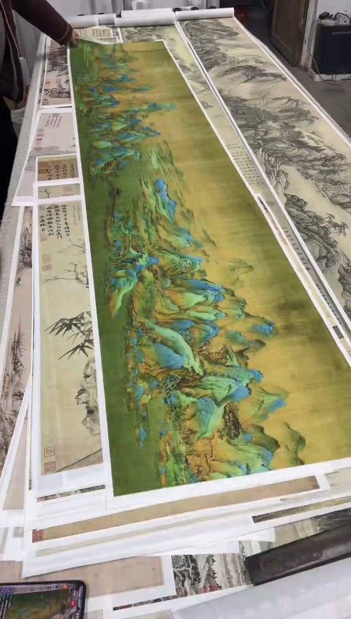 千里江山图2.6米局部  微喷复刻