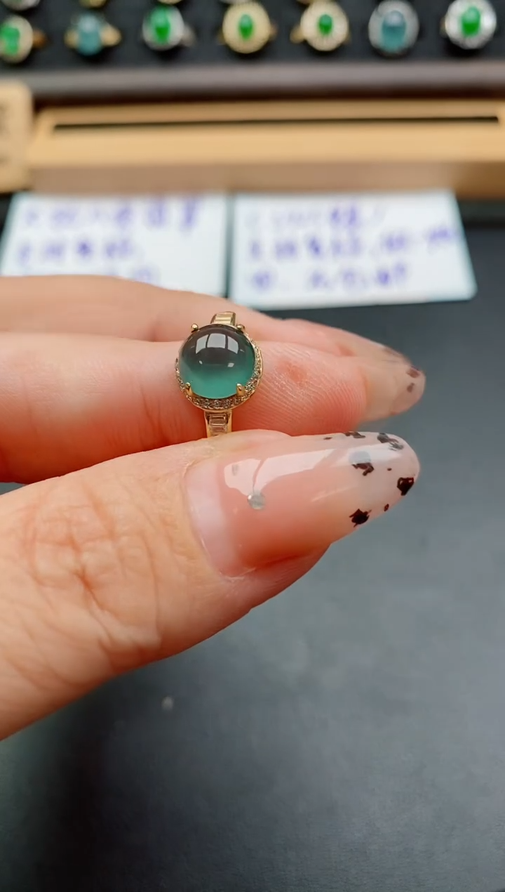 银S925镶嵌戒指翡翠1
