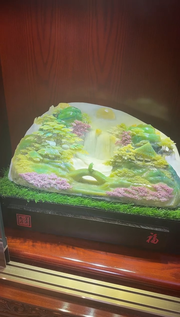 【闪购商品】岫玉水墨丹青摆件未镶嵌大师精雕山水如画水墨丹青