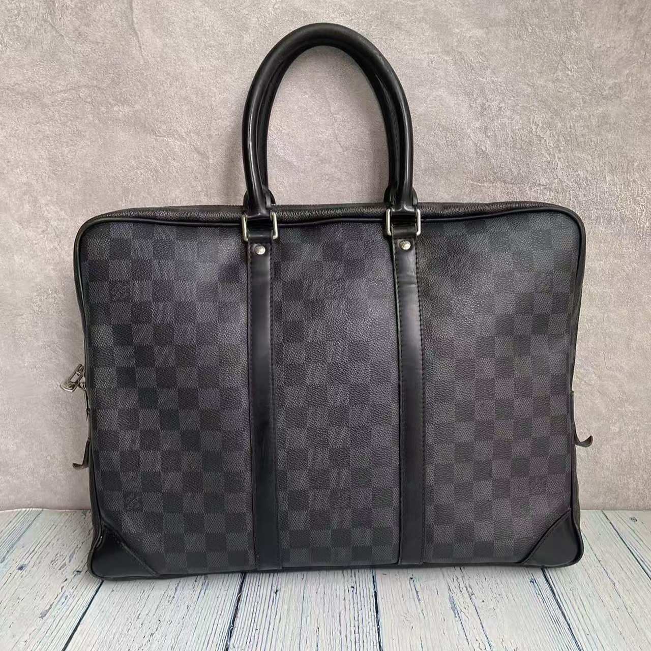 95新 LouisVuitton/路易威登 lv黑棋盘手提公文包