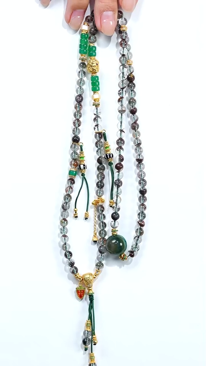 未镶嵌颈饰水晶S53784多样性发一绿幽灵多圈项链