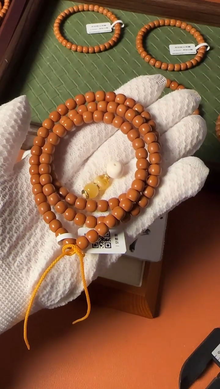 手串橄榄核【168核尖】7mm老挝核尖老型108三花面无白 40年树王老料