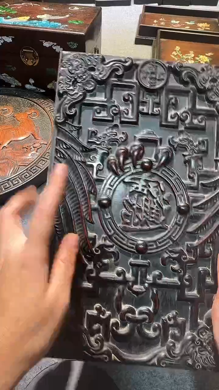 木紫檀拆件雕刻板以直播间实物为准微瑕老物件